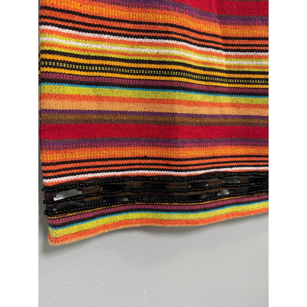 Free People New Romantics Striped Mini Dress 2 Beaded Trim Multicolor Boho - Picture 4 of 8